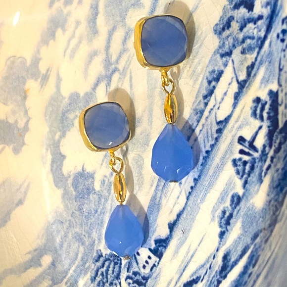 Blue Stone Drop Earrings - Picture 5 of 5
